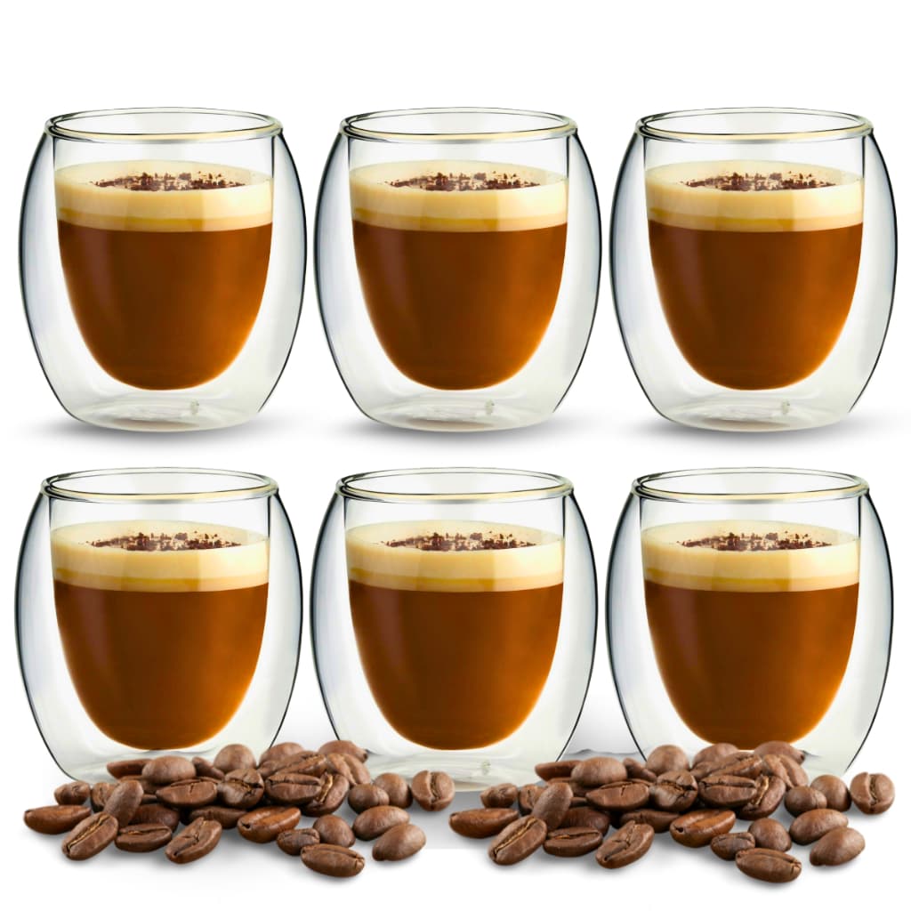 Copo Xícara Parede Dupla Vidro Café Shot Dose Moderno Chique Cantinho Café Escritório Clínica