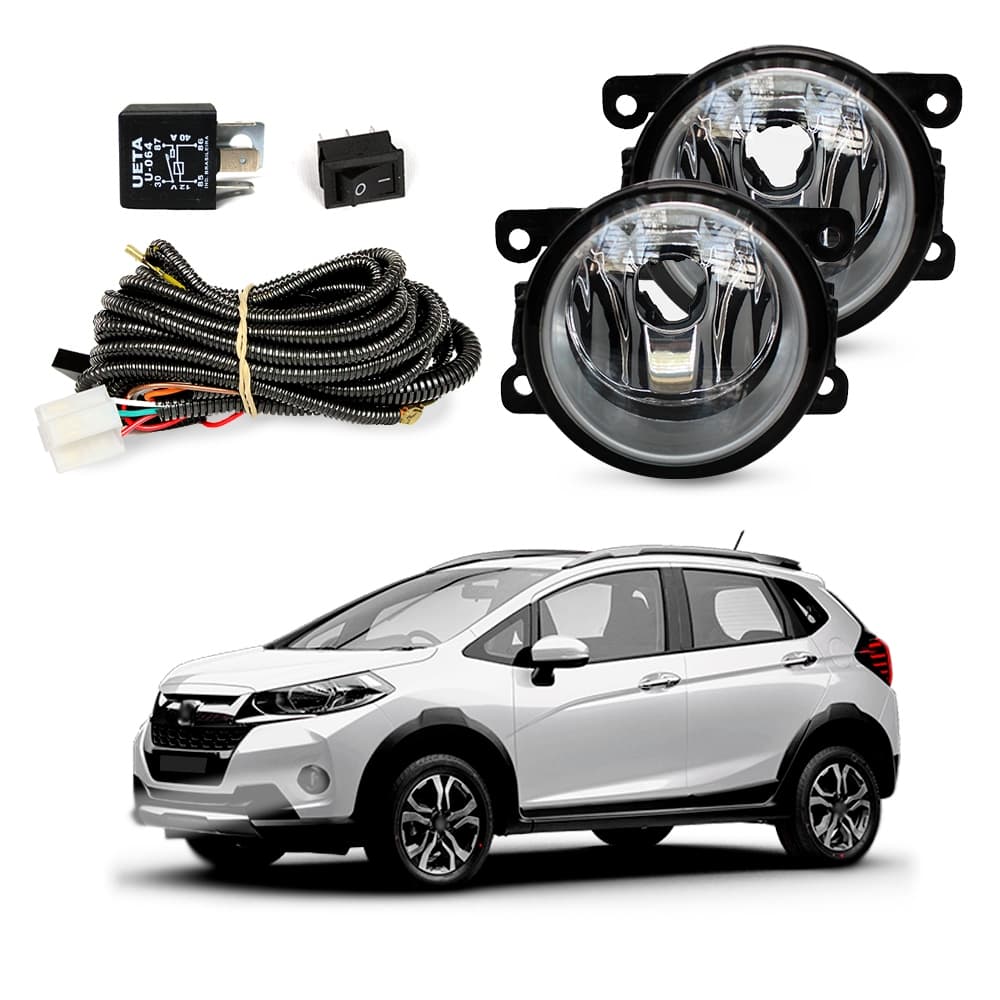 Kit Farol de Milha WR-V WRV 2018 a 2021 Farol Auxiliar de Carro Lente de Vidro Neblina Automotivo