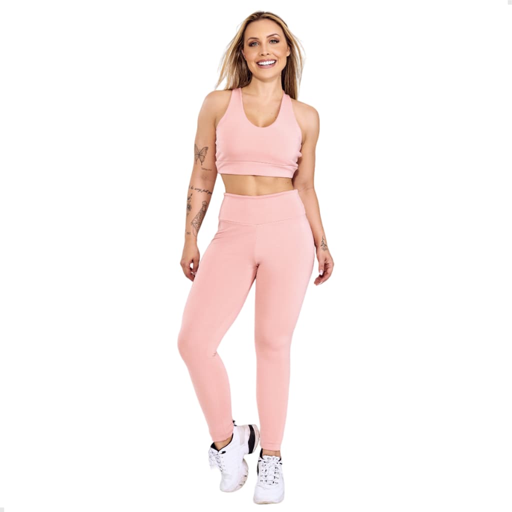 Conjunto Calça Lisa Básica + Top Academia Treino Fitness