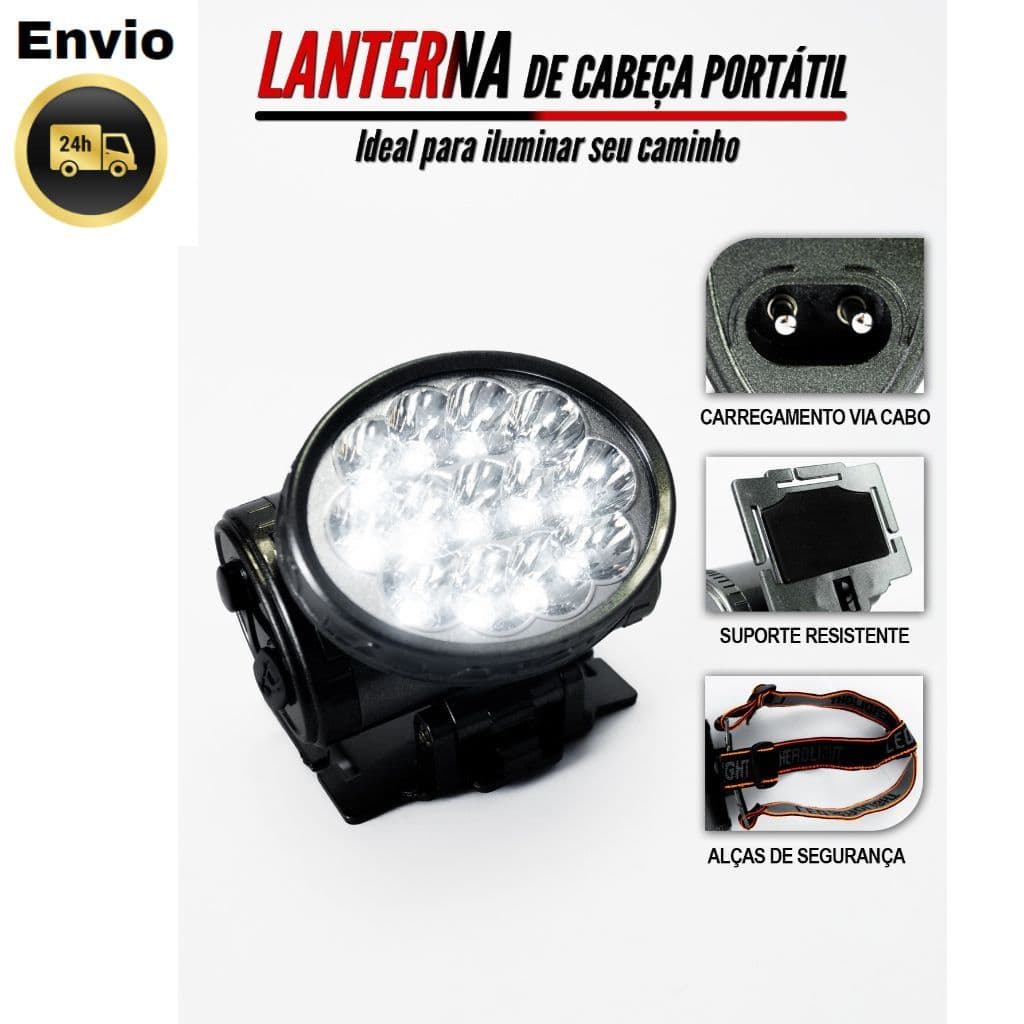 Lanterna recarregável com faixa ajustável