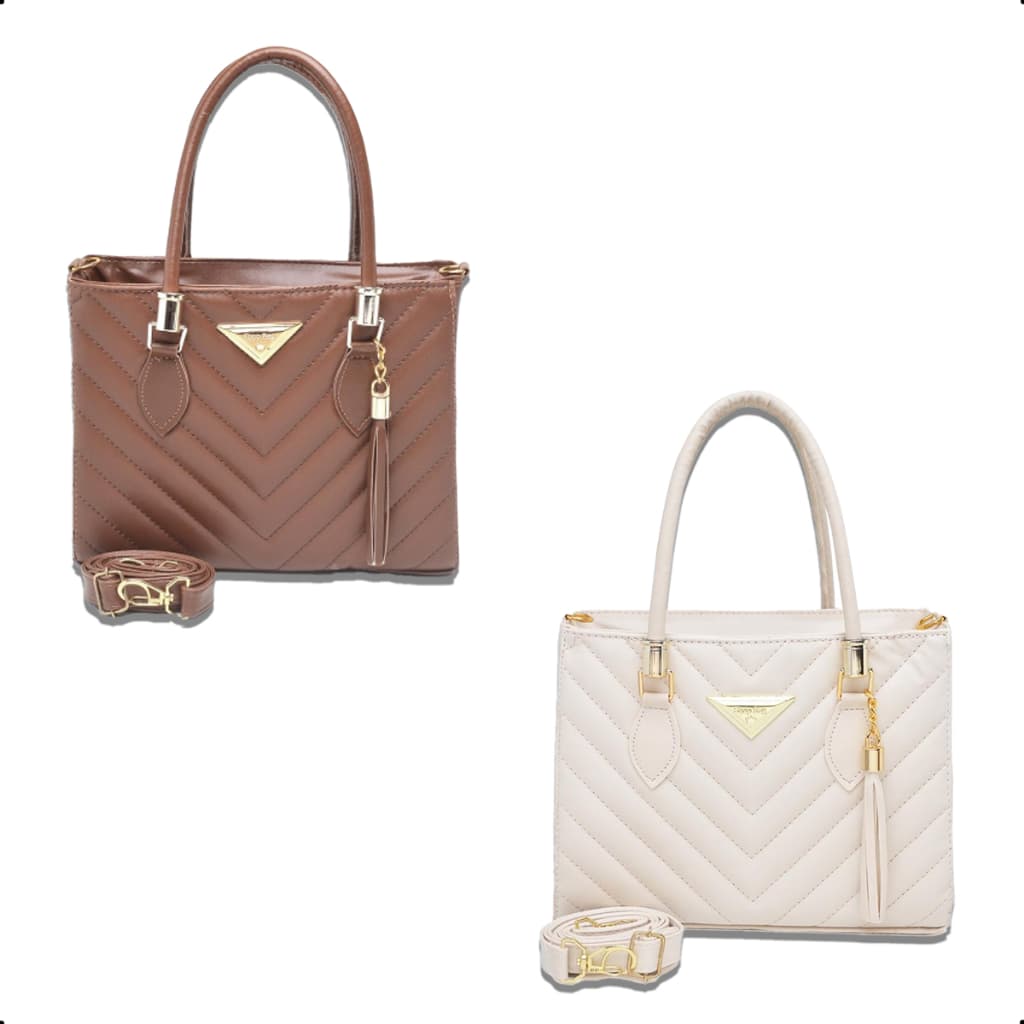 Kit 2 Bolsa Feminina Média Alça Tranversal Vegas Caramelo