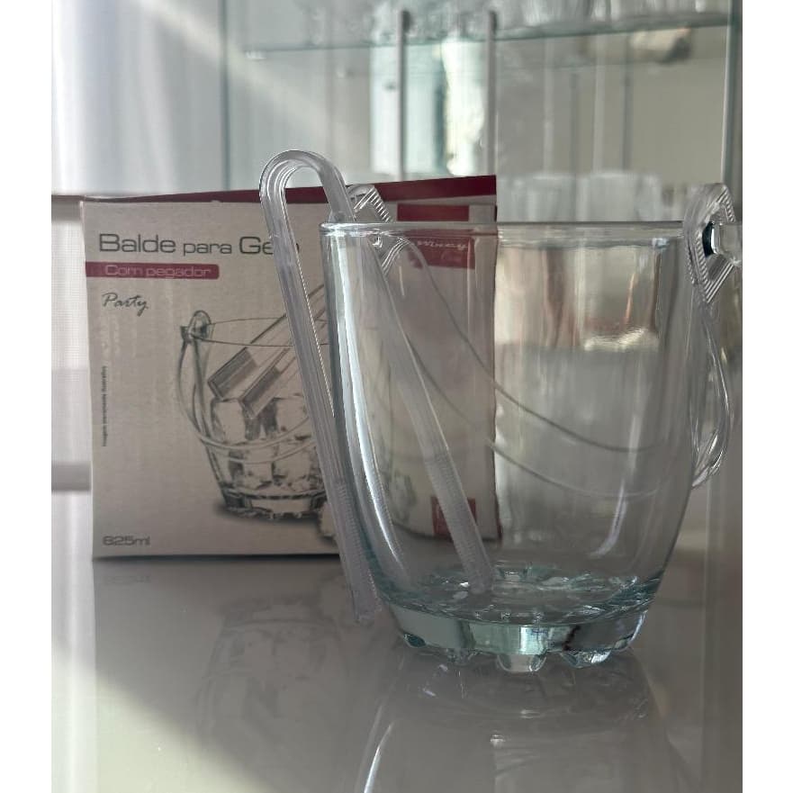 Balde Para Gelo em Vidro com Alça e Pegador wincy 825ml