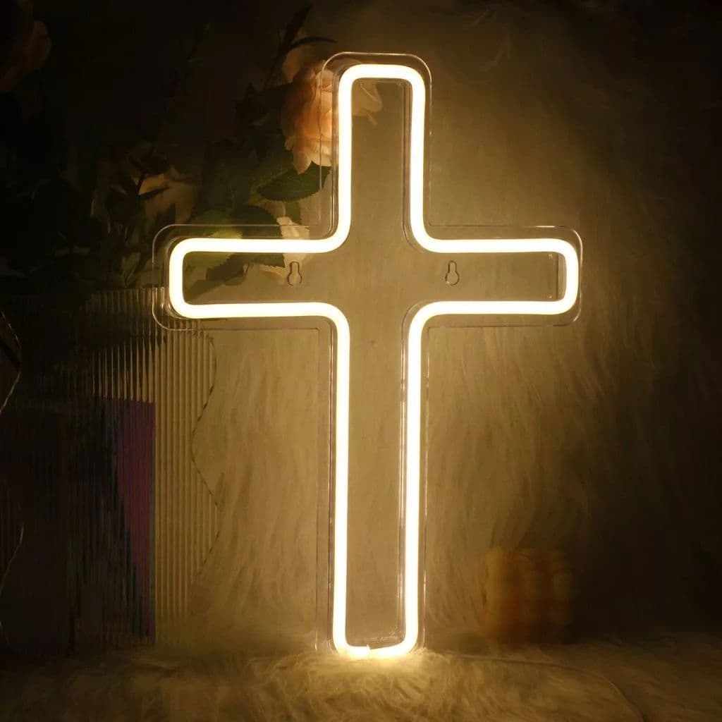 Cruz em led neon 40cm de altura 100% acrilico