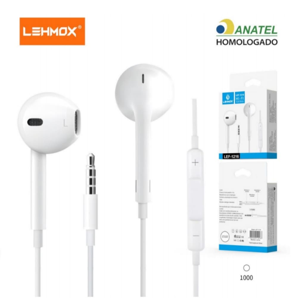 kit 10/6 Fone com fio com microfone sem borrachinha LEHMOX - lef-1216/altomex a-983/hmaston c16 ej39