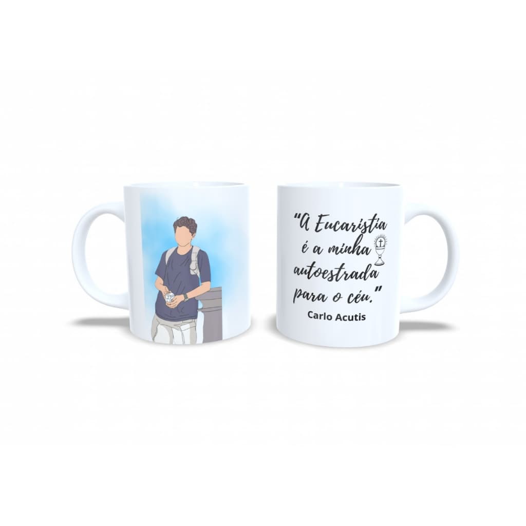 Caneca Xícara Porcelana Personalizada Carlo Acutis Católico cristã jovem amor por cristo
