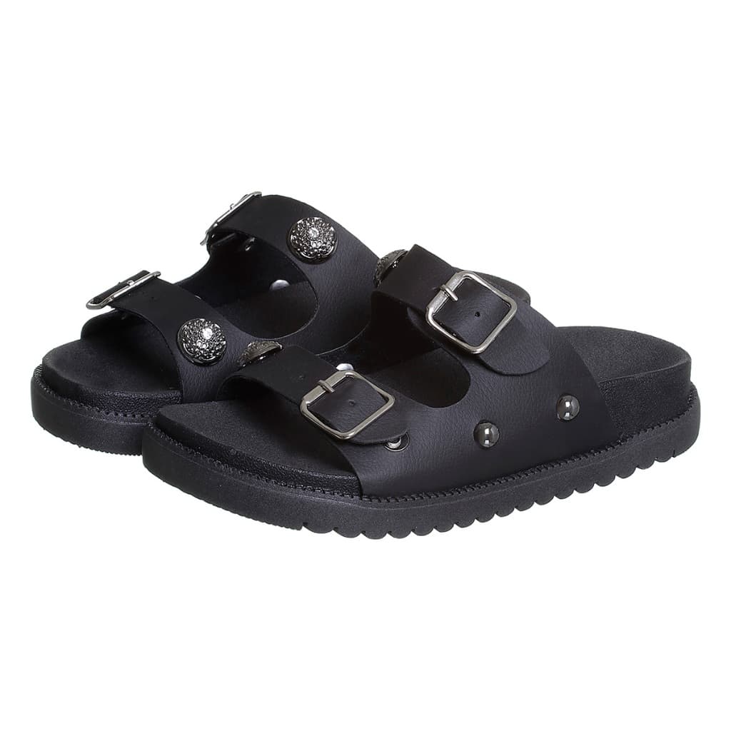 Chinelo Papete Feminina Mãe e Filha 28 ao 39 Preto com Fivela Kidstep