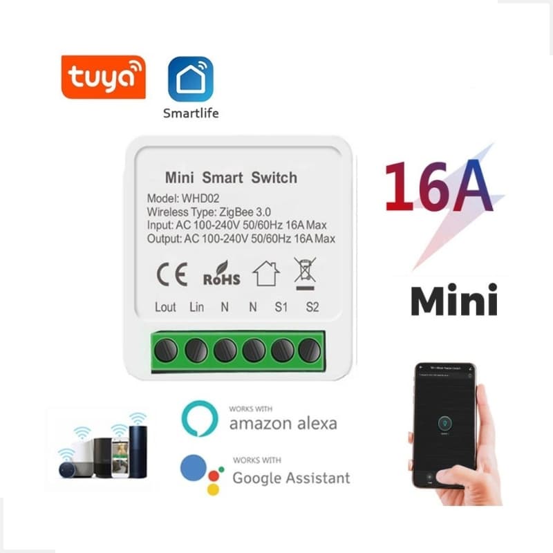 Interruptor Inteligente WiFi Alexa Mini Smart Switch Sem Fio Interruptor de Luz Luxo Moderno