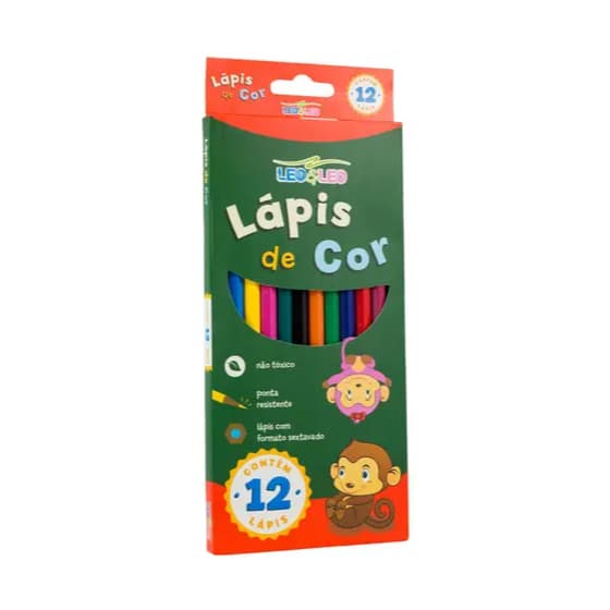Lápis de Cor Leo & Leo 12 Cores - Lápis de Cor 12 Cores Sextavado