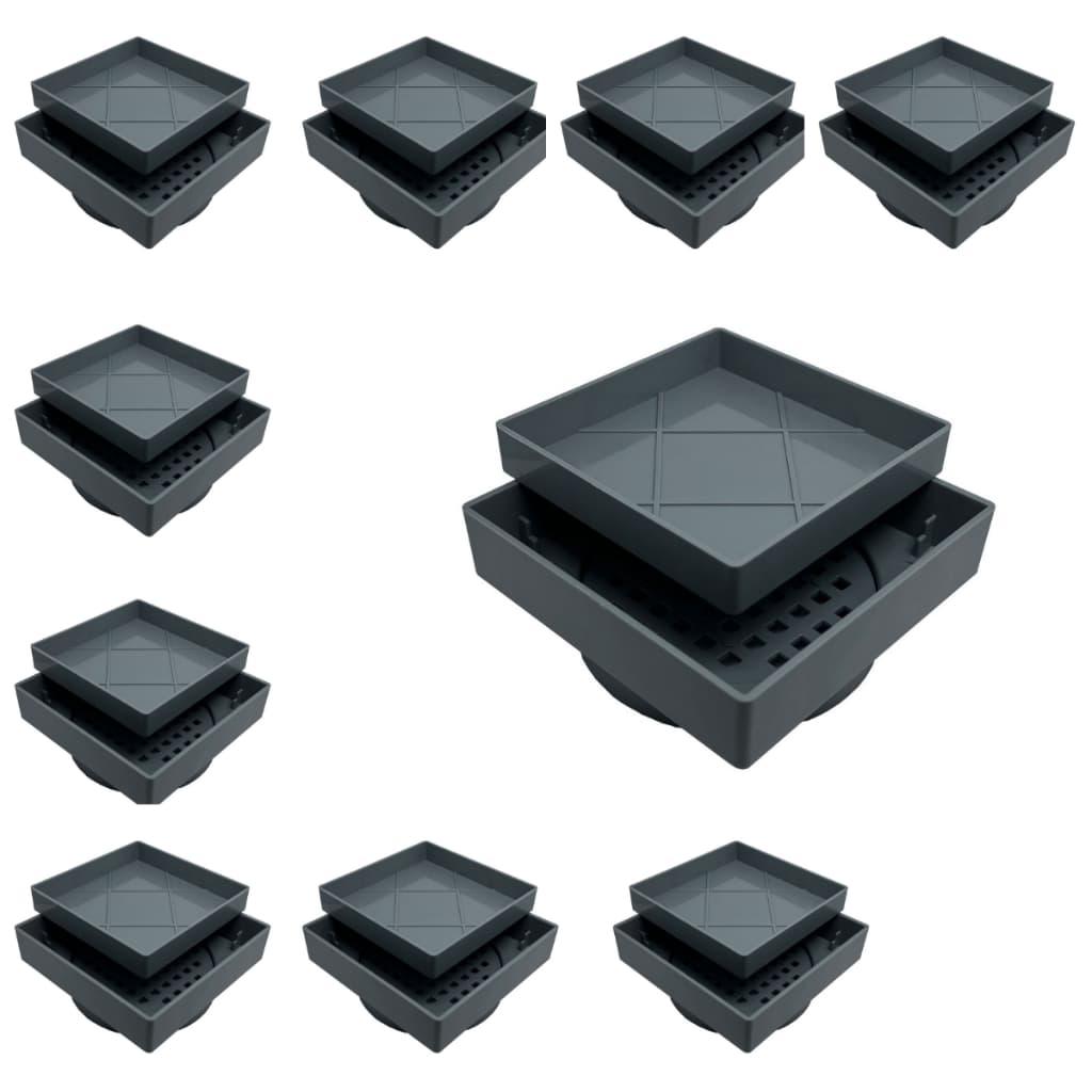 Kit 10 Ralo 10x10 Oculto Seca Piso/porcelanato Inteligente Cinza