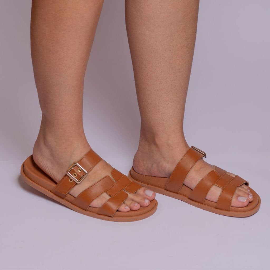 Sandalia Papete Feminina Fivela Moda Casual Jaqueline Costa