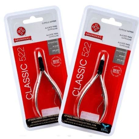 KIT 2 ALICATES DE CUTÍCULA MUNDIAL 522 PROFISSIONAL