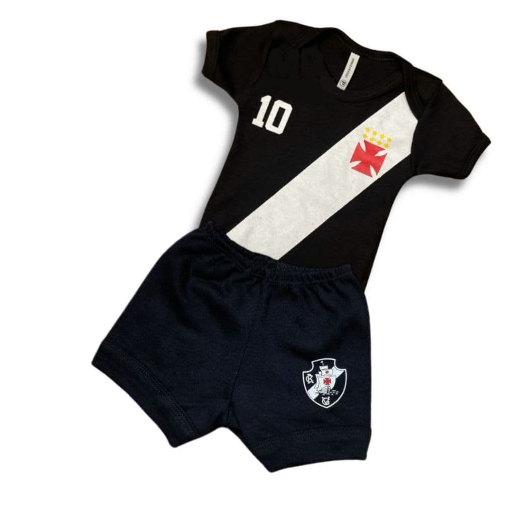 Kit Body Bebê Time Vasco + Shorts Menino Mesversário