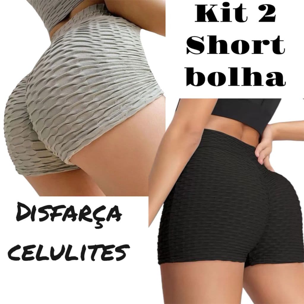 KIT 2 Short suplex fitness academia bolha 3D brocado