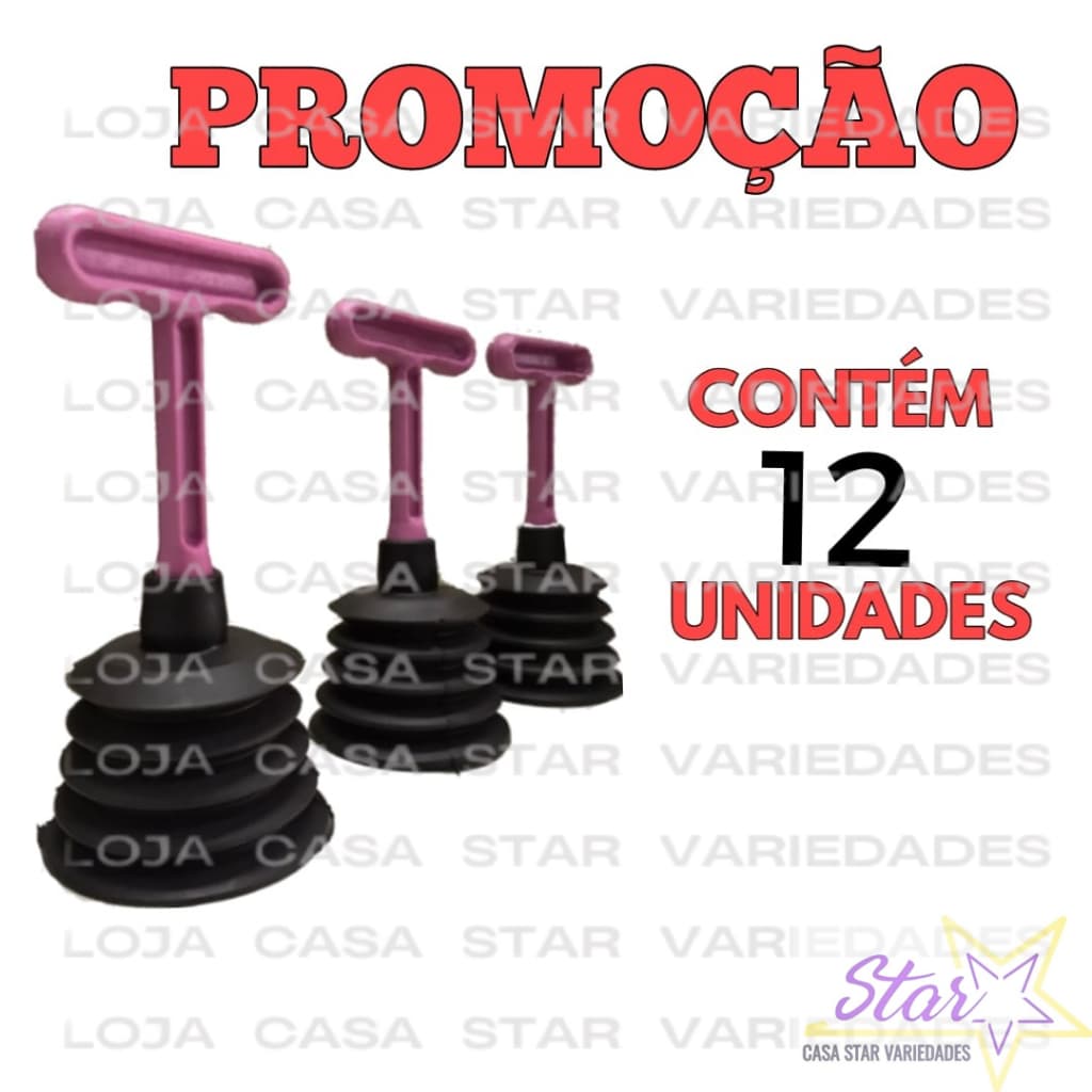 KIT 12 Desentupidor de Pia de cozinha Sanfonado  para pias Lavatórios e Ralos