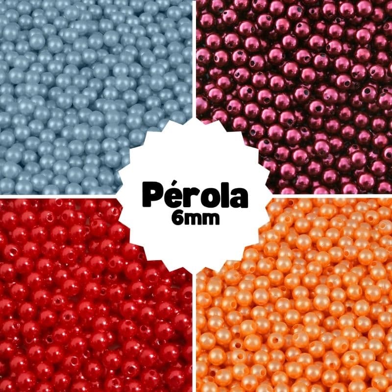Pérola 6mm kit 4 pacotes 50g cada Cores Variadas