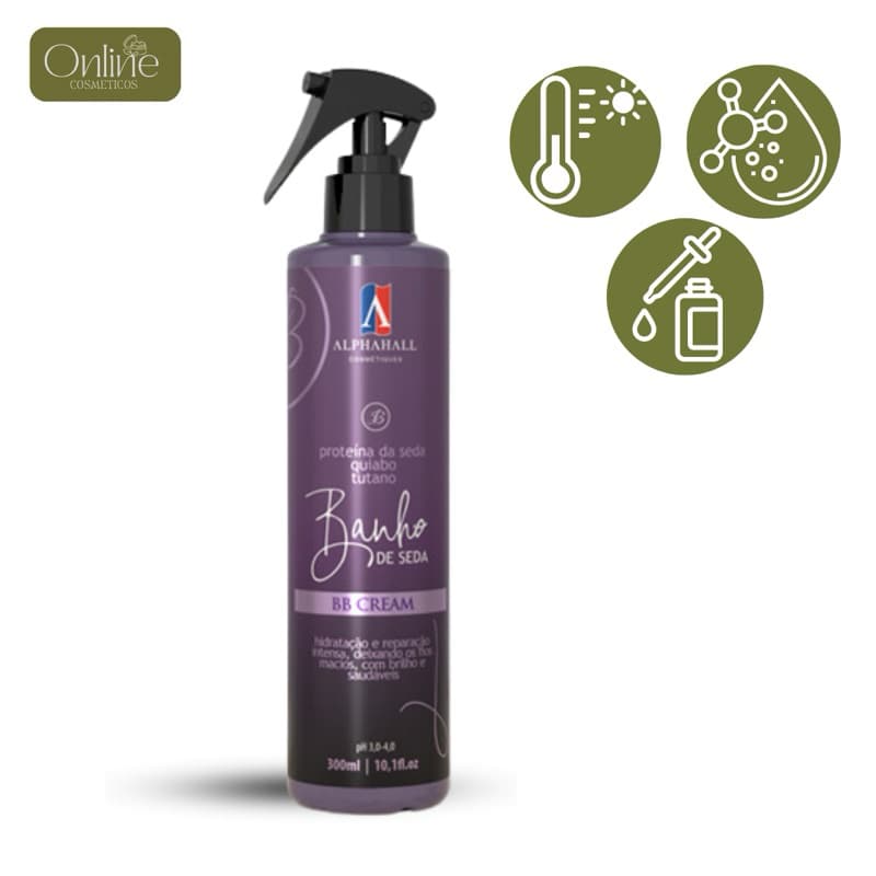BB Cream Banho de Seda Alphahall 300ml Protetor Termico Capilar Finalizador