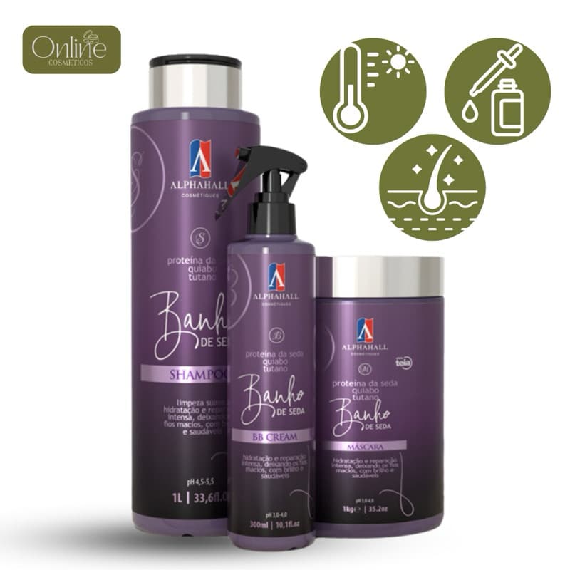 Banho de Seda Profissional Shampoo Mascara BB Cream Alphahall