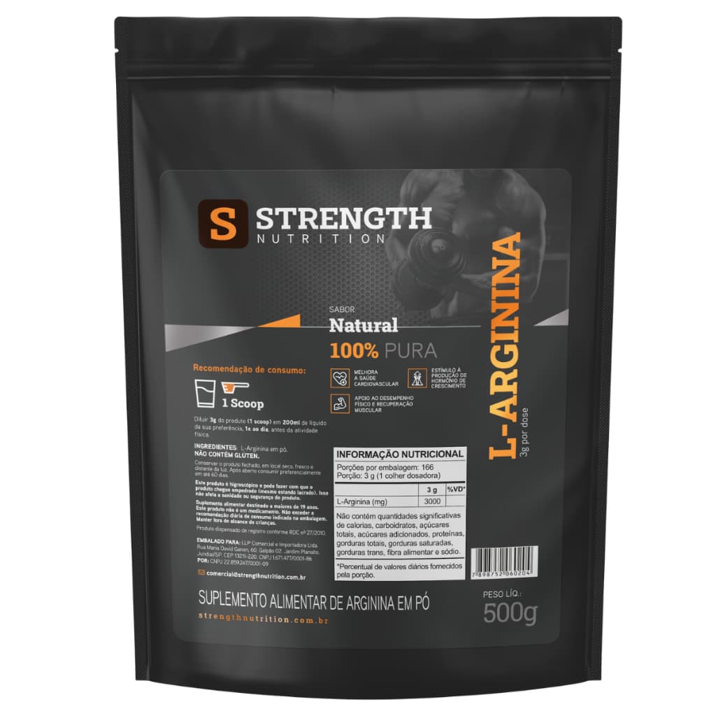 L-Arginina 100% Pura 500g Importada - Strength Nutrition
