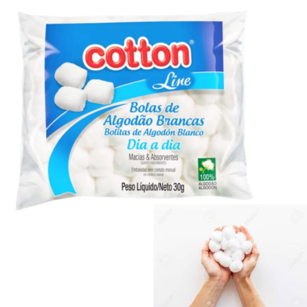 Algodão Hidrófilo Em Bolas 30g Cotton Line Estetica Saude