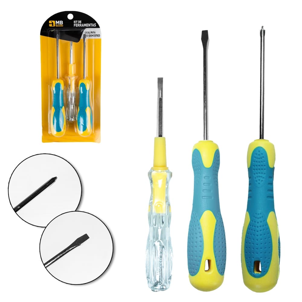 KIT FERRAMENTA COM CHAVE PARA TESTE + CHAVE DE FENDA E PHILIPS