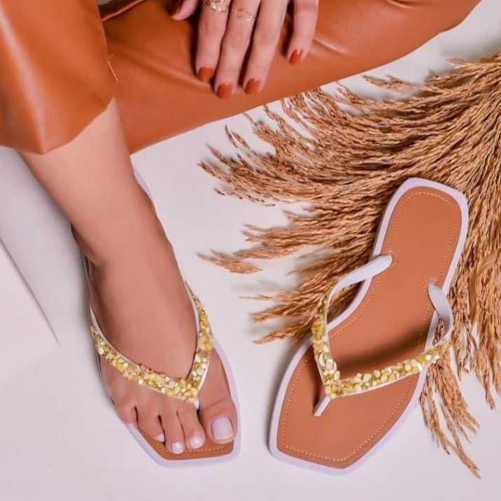 Chinelo Rasteirinha Cristal Furtacor Via Summer Sandália de Dedo Casual Dia a Dia primavera Verão