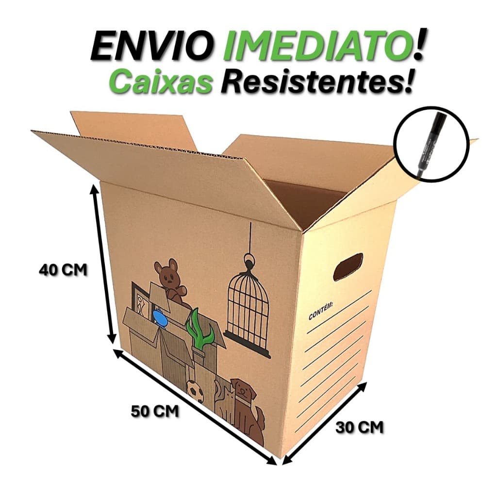 Kit 15 caixas de papelão Mudança Forte Grande Embalagem 50x30x40