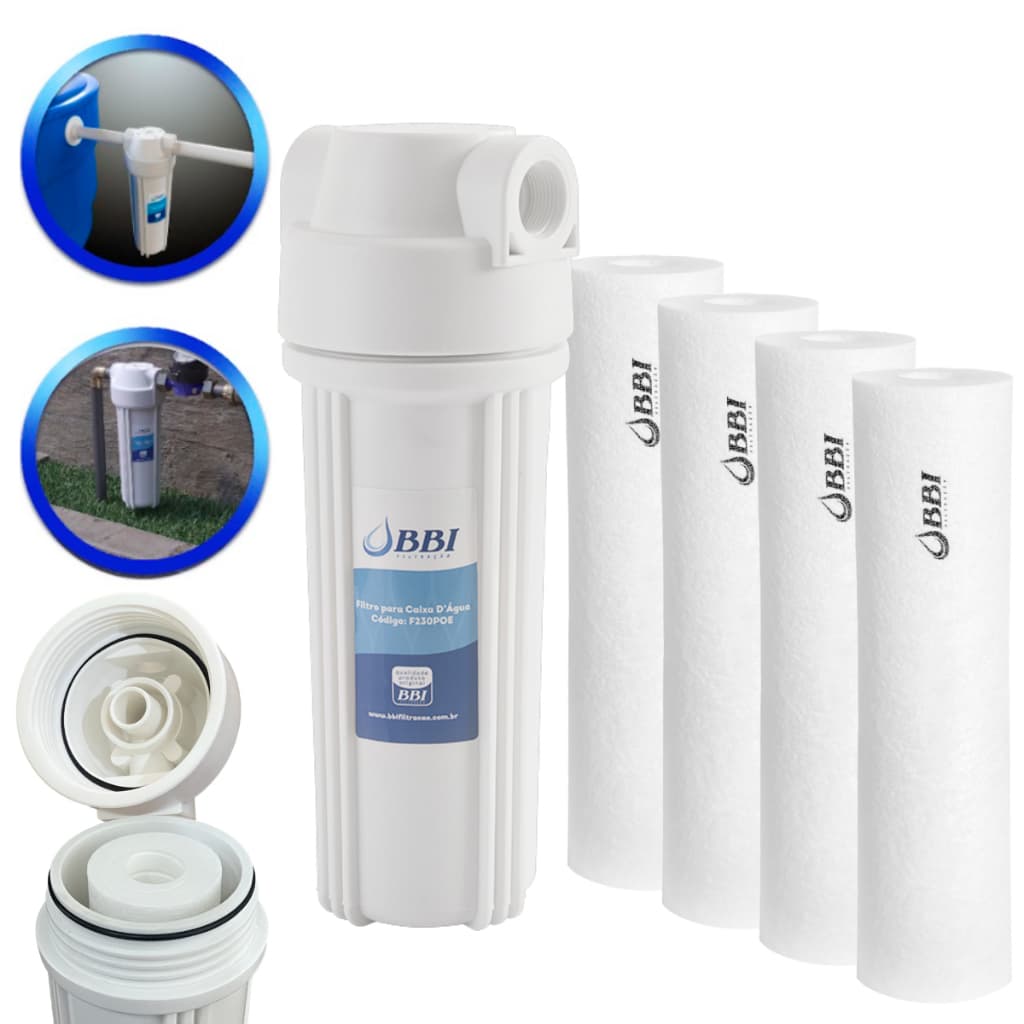 Filtro Caixa Dágua Bbi Poe Eco 9.3/4 + 4 Refil Extra + Chave