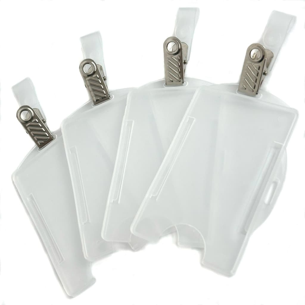 Kit Porta Crachá Rigido Modelo Vertical e Horizontal + Presilha Jacaré com Alça Leitosa