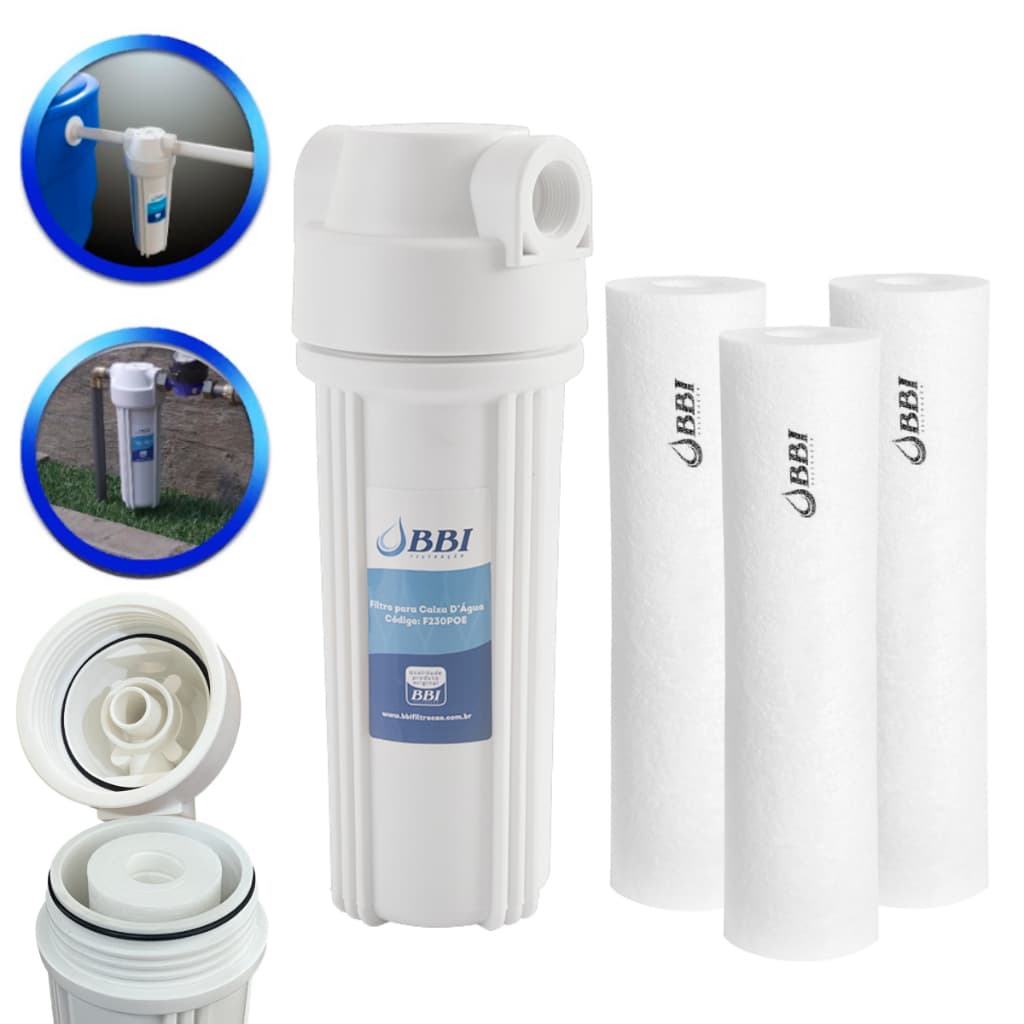Filtro Caixa Dágua Bbi Poe Eco 9.3/4 Cavalete + 3Refil Extra