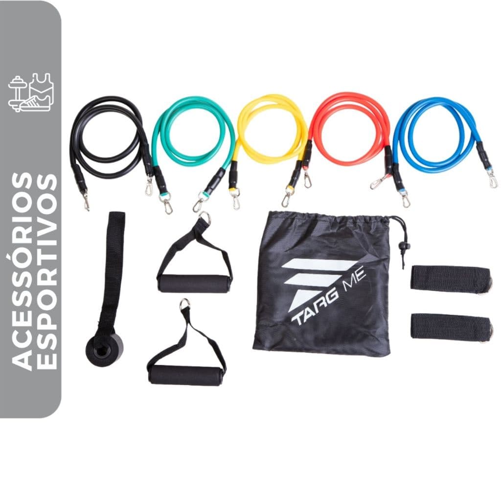 Kit Elástico Extensor Para Treino Exercícios Academia Malhar Musculação Ginastica Targ Me