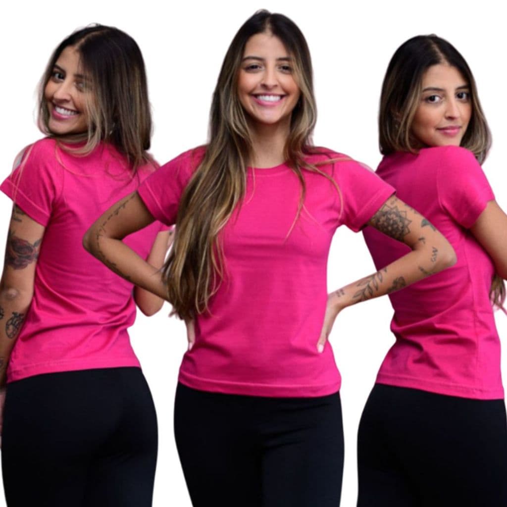 Kit com 04 Camiseta Feminina Baby look Lisa Básica Diversas Cores - Super Confortável