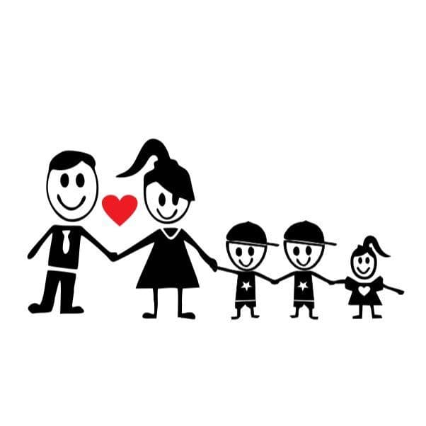 Adesivo Família Feliz - Casal 2 meninos 1 menina