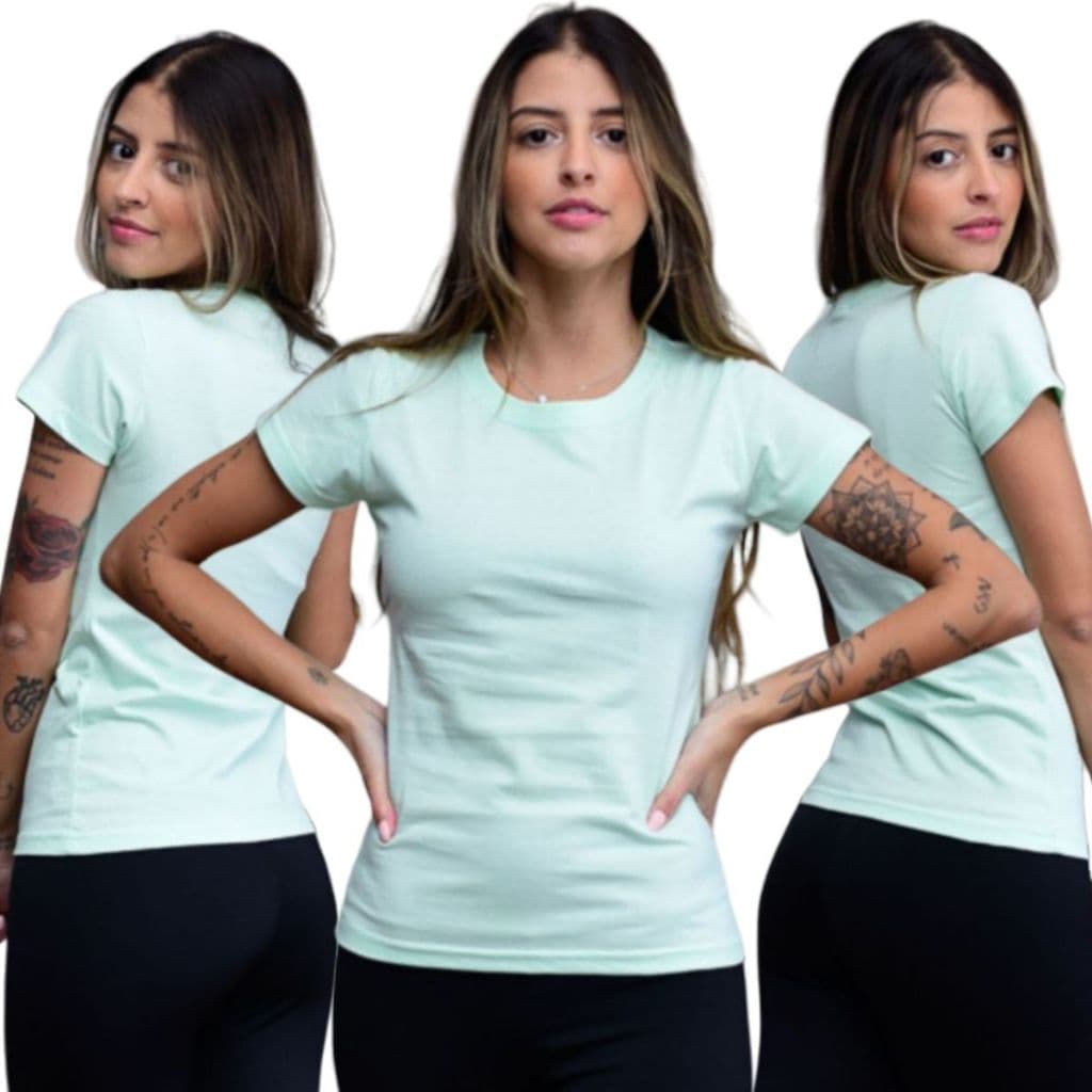 Kit com 06 Camiseta T-shirt Feminina 100% Algodão Promoção Imperdível