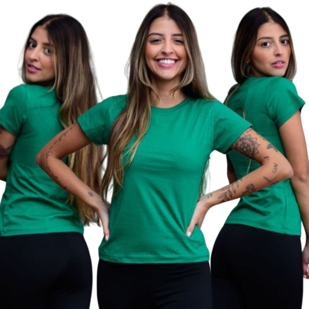 Kit 8 Camisetas Baby look Lisa Tradicional Linha Premium 100% Algodão Macio - Oferta