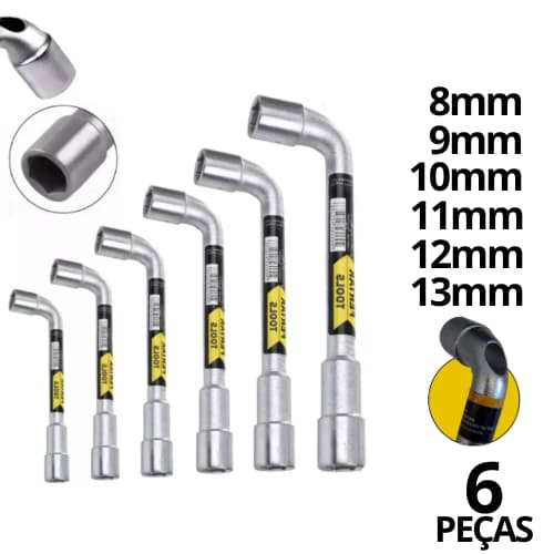 Jogo Chave Biela 6pcs 8 a 13mm kit chave de boca Chave tipo L Fertak 8/9/10/11/12 e 13mm