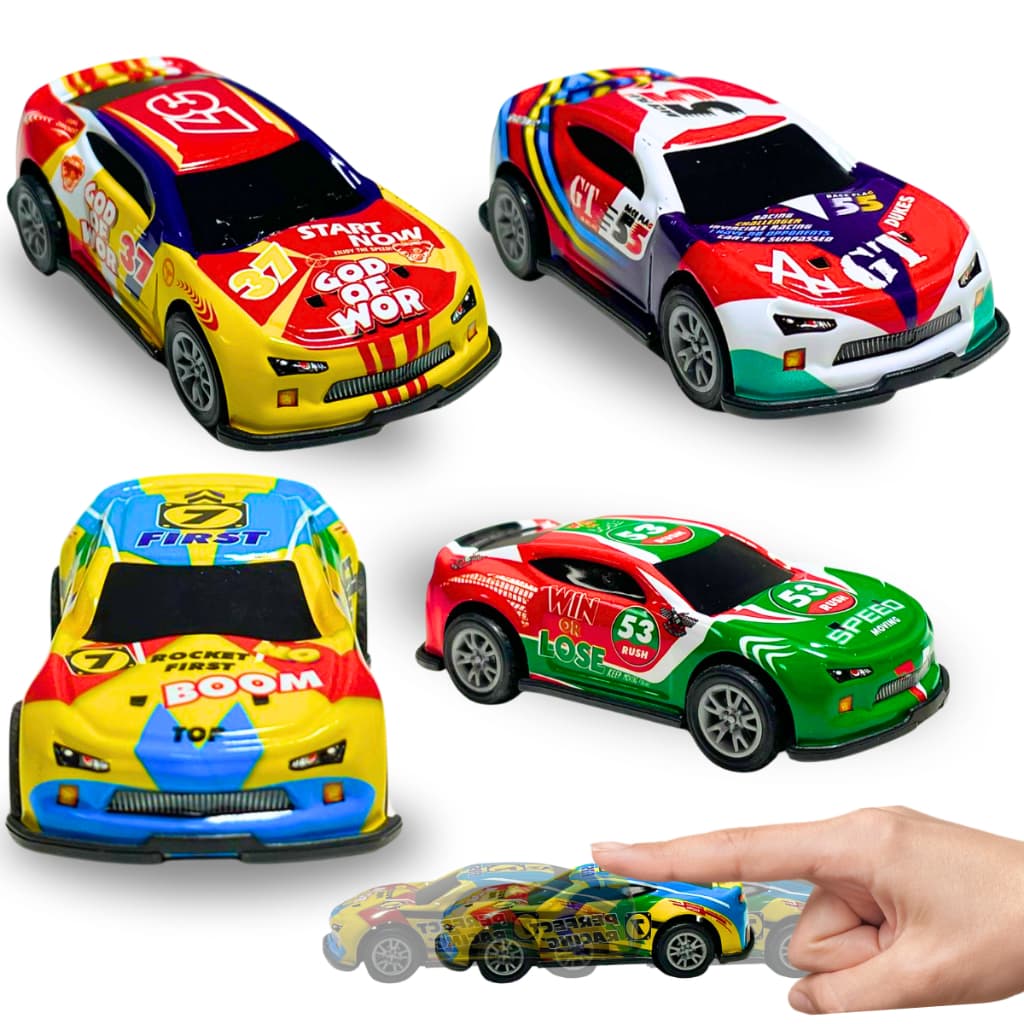 Kit 4 Carrinhos Fricção Brinquedo Infantil Presente Plástico Colecionável Meninos Carros miniaturas divertidos Ferrari Coloridos