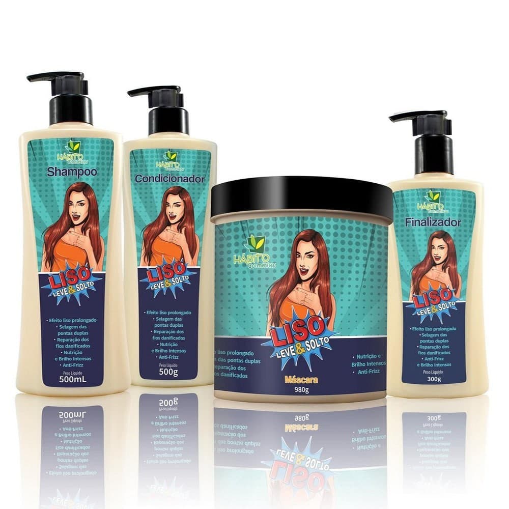 Kit Tratamento Capilar Liso Leve e Solto Hábito (4 produtos)