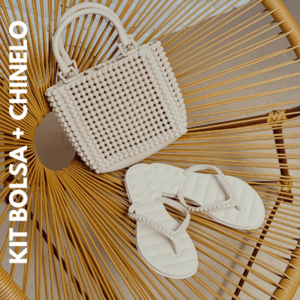 Kit Chinelo + Bolsa Feminina Moda Praia Verão Super Leve e Confortável