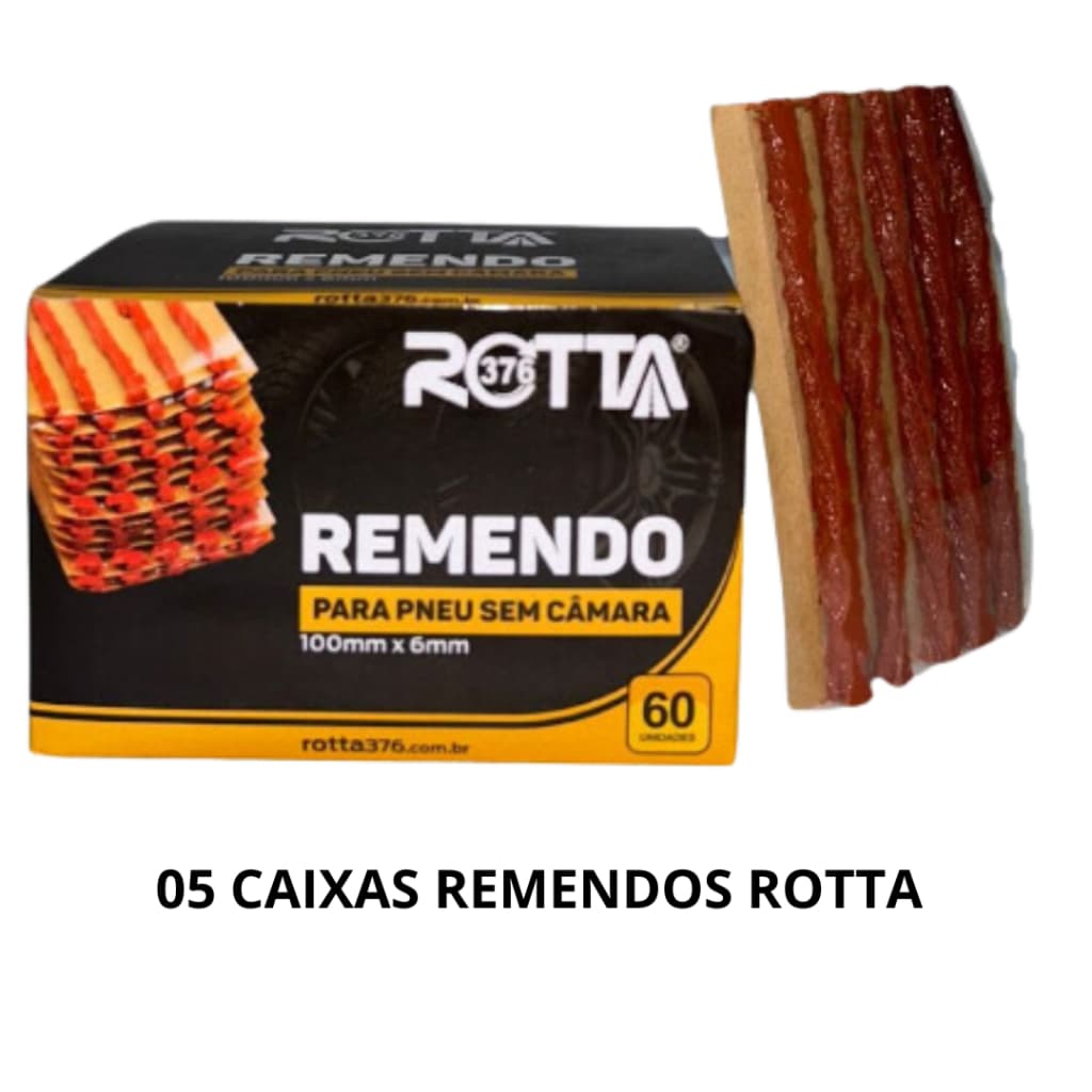 Kit Refil Remendo com 5 Caixas Para Pneu Sem Câmara Macarrão 300 Unidades Rotta