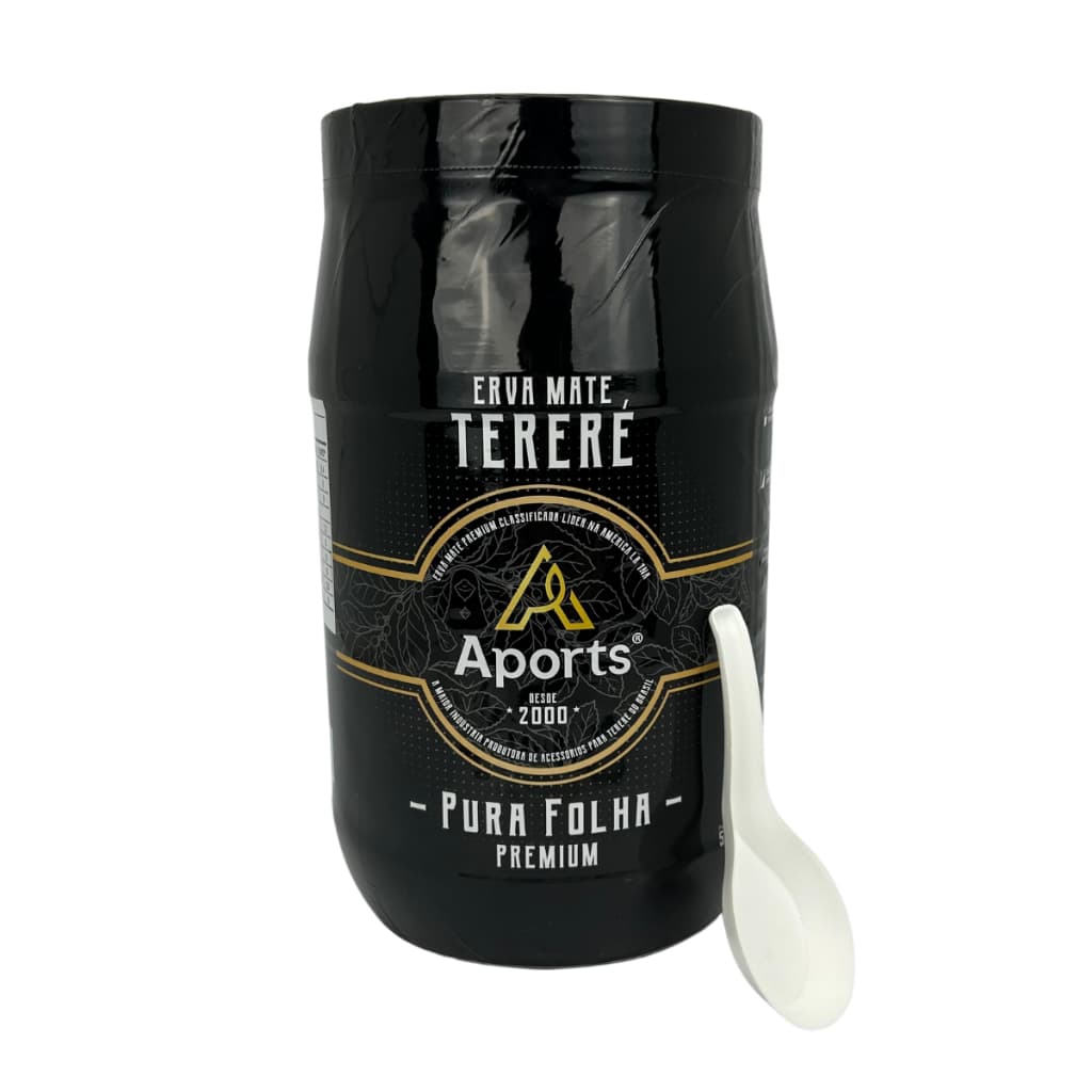 Erva mate tereré aports pura folha socada no pilão 500g embalagem multi uso e colher dosadora especial premium saborosa