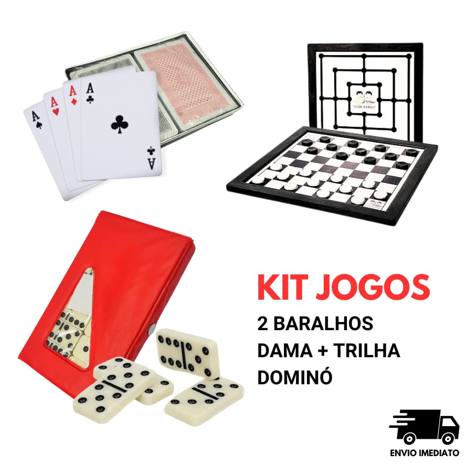 Jogos Dominó Baralho Duplo Dama Trilha 2 em 1 Tabuleiro Criança Divertidos