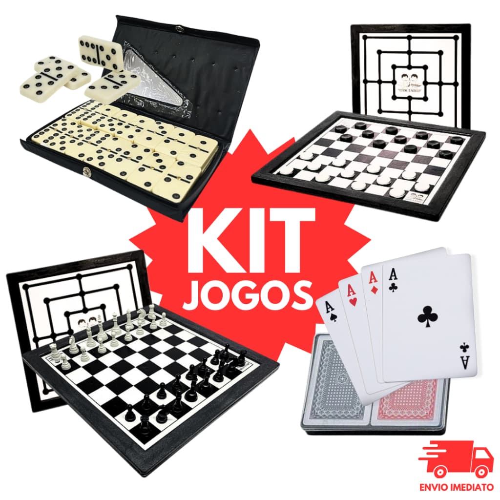 Xadrez Dominó Dama Baralho duplo Trilha Kit Jogos Tabuleiro Criança Divertido