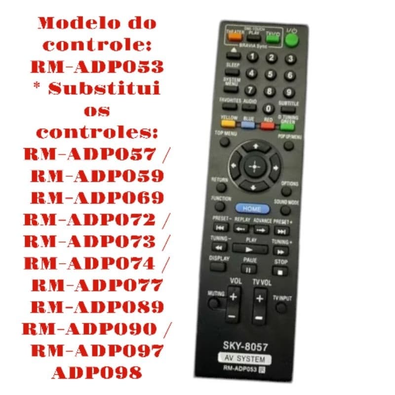 Controle remoto para Home Theater Bluray Sony Rm-adp053 Rm-adp057 Adp073 BDV-190