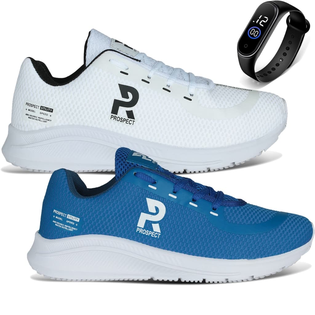 Kit 2 Tênis Masculino Prospect Speed Esportivo Mais Vendido Treino Corrida + Relógio Loja React