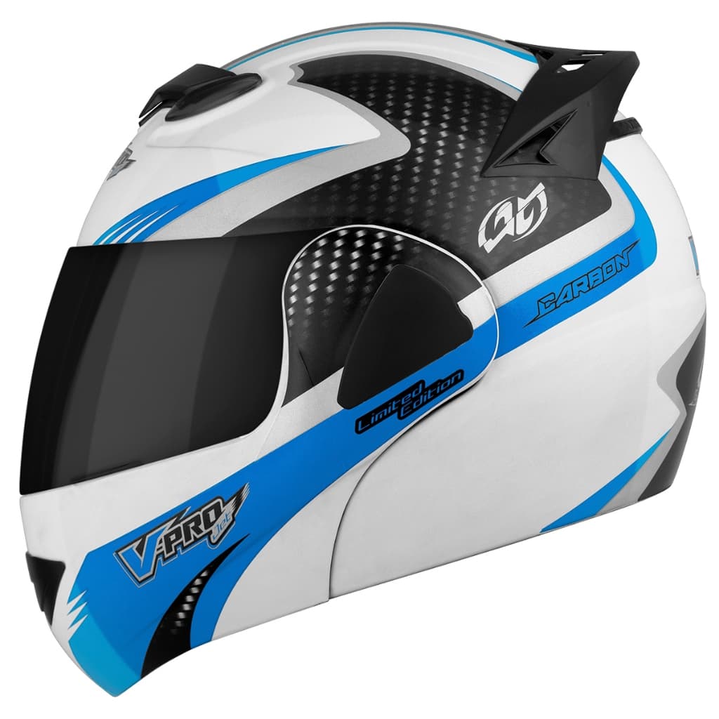 Capacete Moto Escamoteável Pro Tork V-pro Jet 2 Carbon Viseira Fumê Feminino Masculino Robocop Nfe