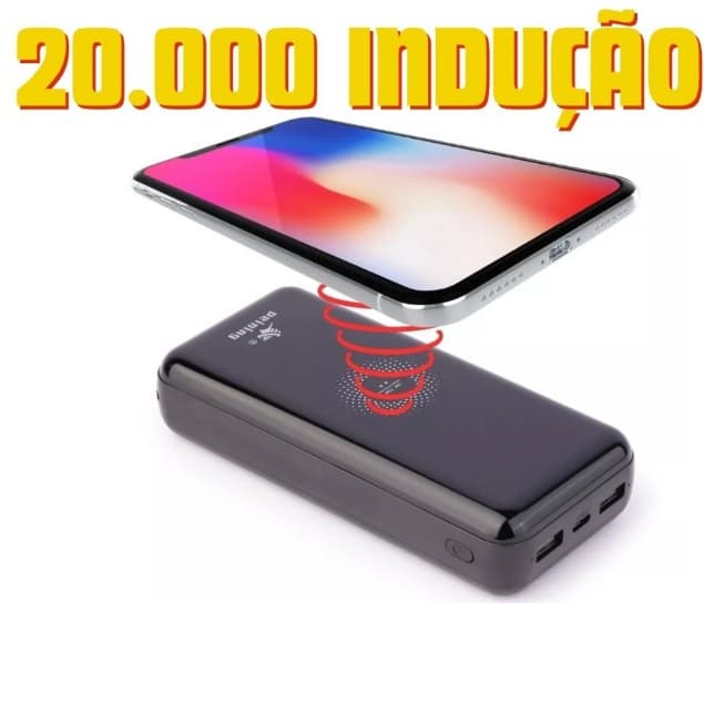 Power Bank Carregador Sem Fio Indução 20.000mah Usb