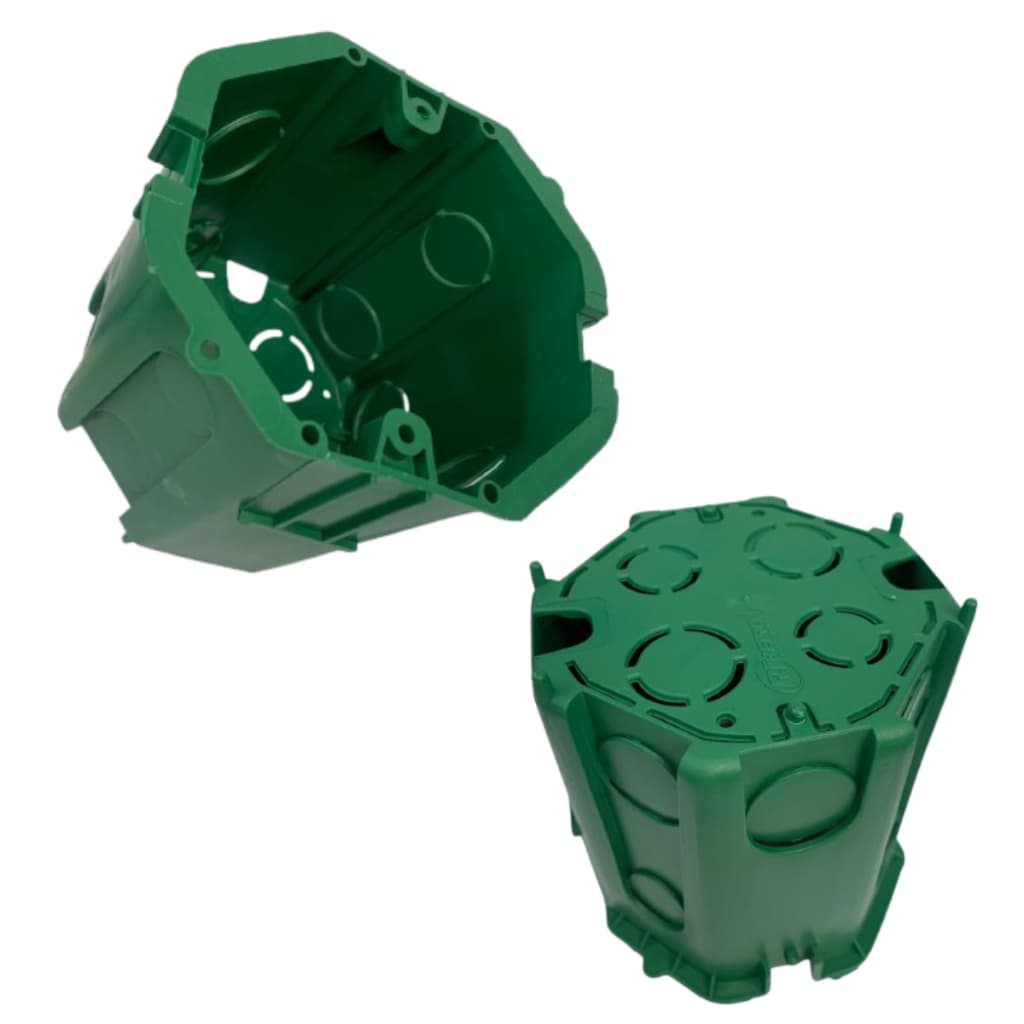 Kit 15 Caixinha de Luz Dupla de PVC Funda FMD Embutir Teto/ Laje Verde Marca Ribeiro Construção