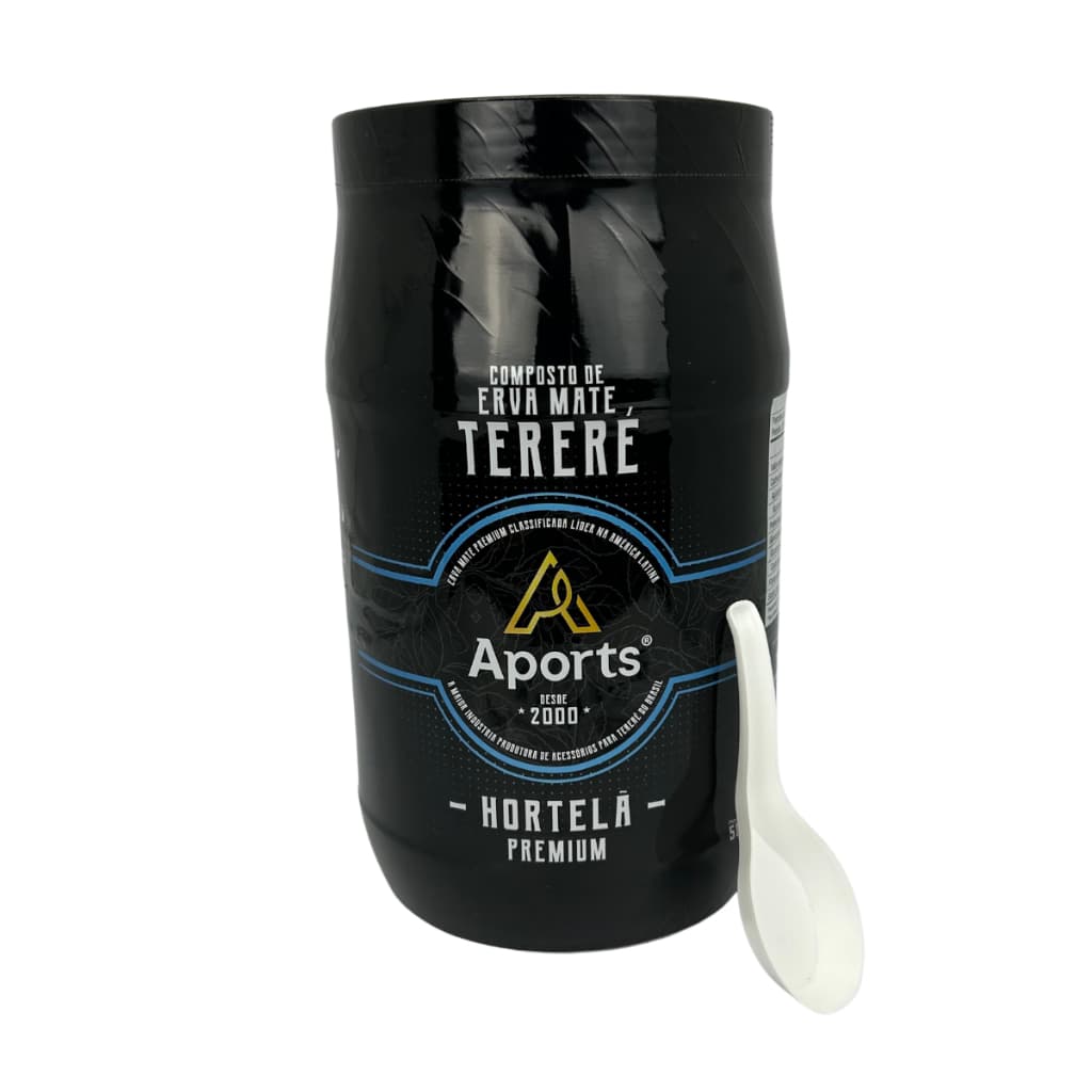 Erva mate tereré aports hortelã 500g embalagem multi uso com colher dosadora especial premium saborosa