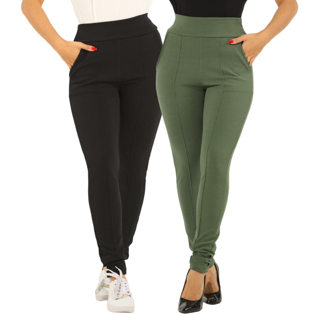 Kit 2 Calças Feminina Slim Jogger Malha Crepe Social Skinny