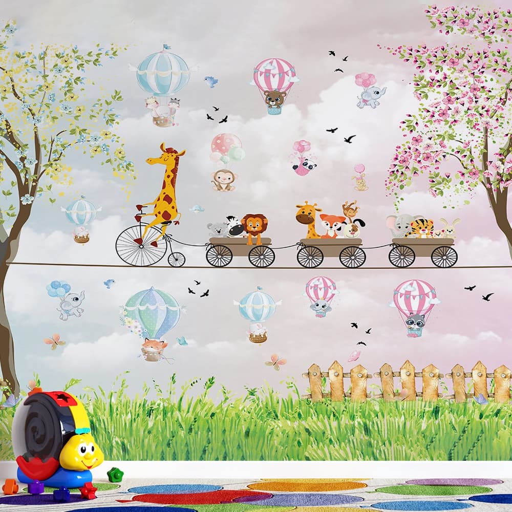 Papel de Parede Infantil Animais e Bicicletas AL 29